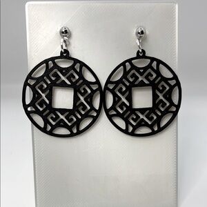 Black Geometric Dangle Earrings